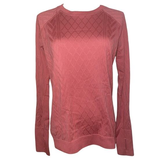 Lululemon Womens Cable Knit Appearance Top Small Pink Crew Neck Sweater Pullover - Picture 1 of 7